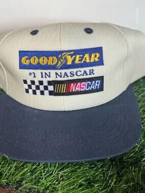 Goodyear Hat Cap Snap Back Mens One Size Beige NASCAR Racing Patch Logo